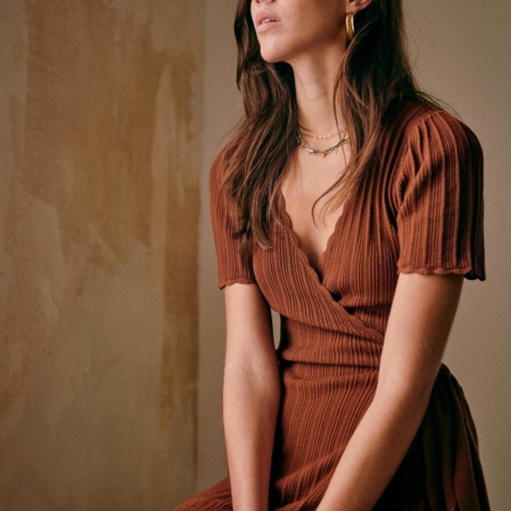 Sezane Luisa Dress in Chestnut Brown